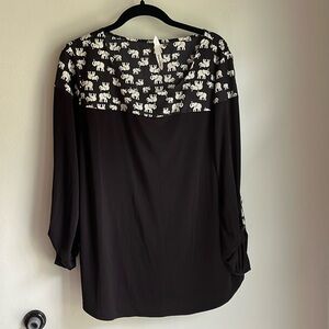 NY collection white elephant blouse